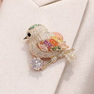 Elegant Multicolor Bird Brooch